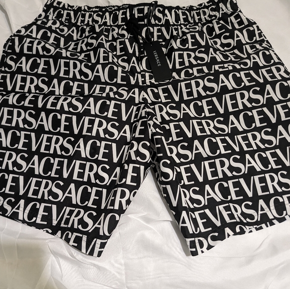 Versace AllOver Logo Swim Shorts
